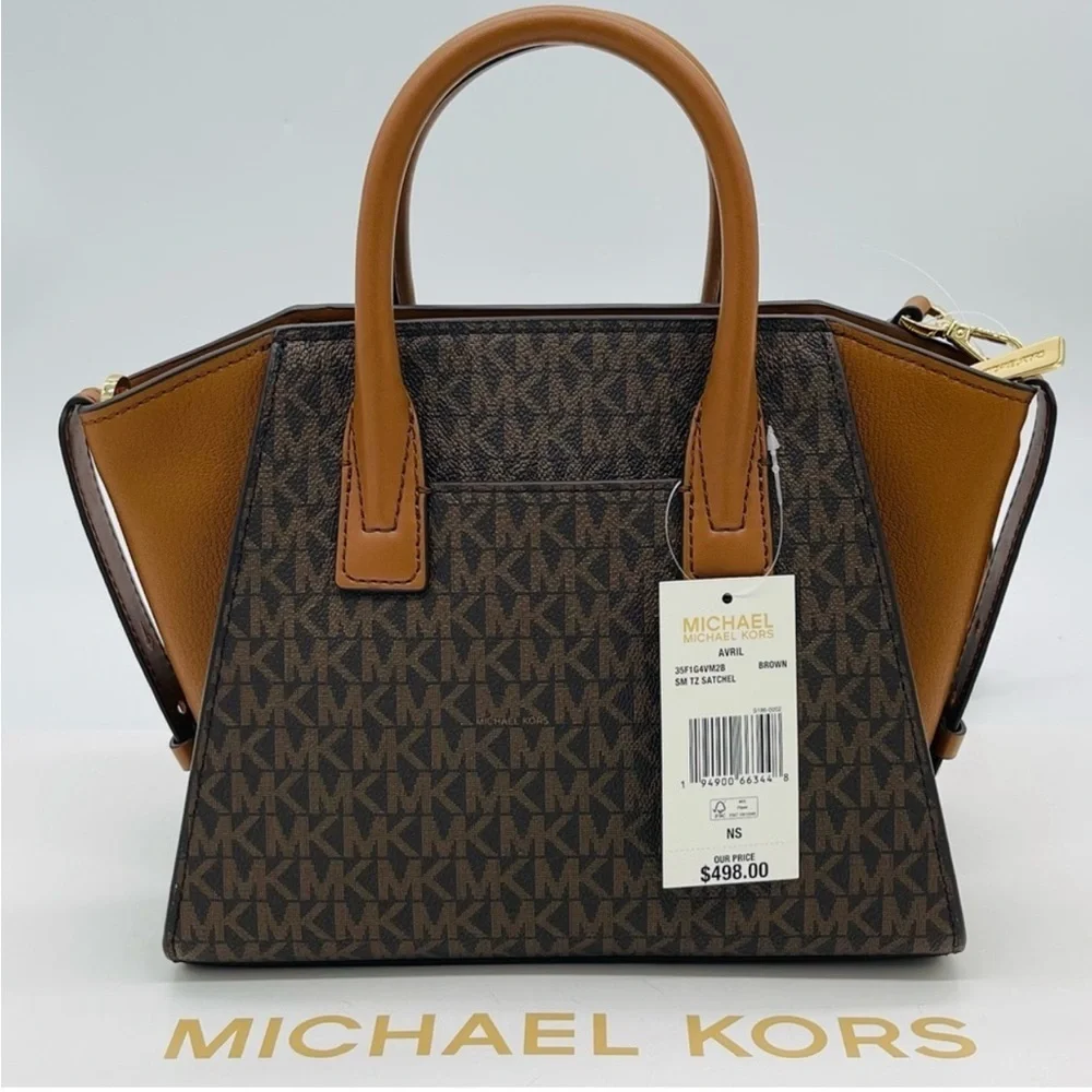 Michael Kors Avril Small Satchel Crossbody Brown